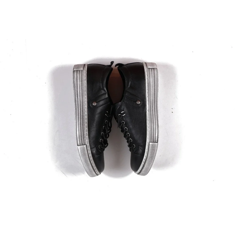 Gelato Tampa Sneakers Black Leather Platform Low Top 36 NEW